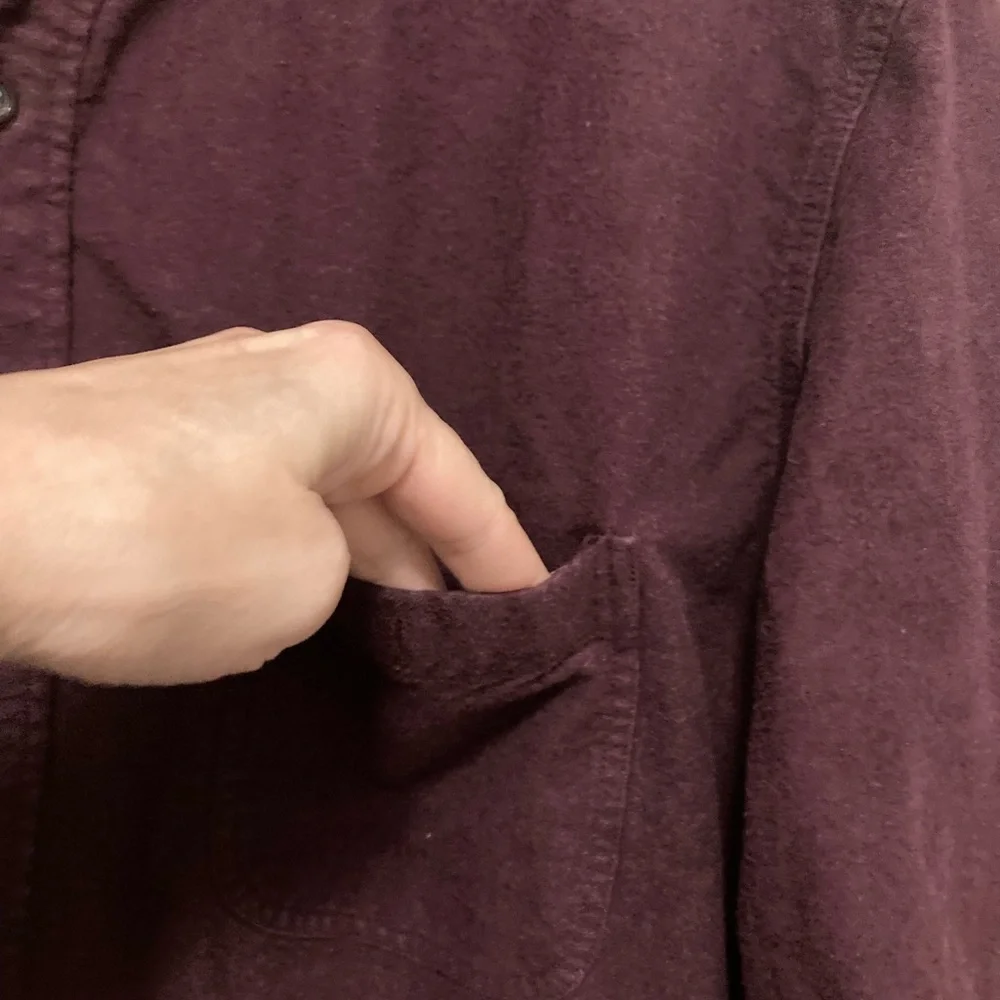 *J. Crew Maroon Men’s Flannel Elbow Patch XL Button Down Long Sleeve Shirt #IH